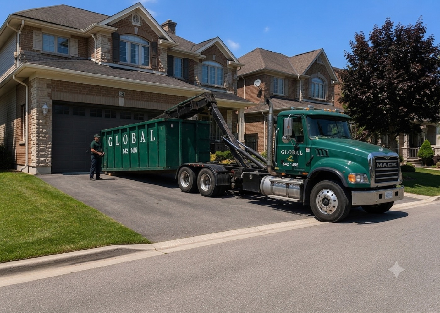 Global Waste Removal disposal bin placed on a driveway